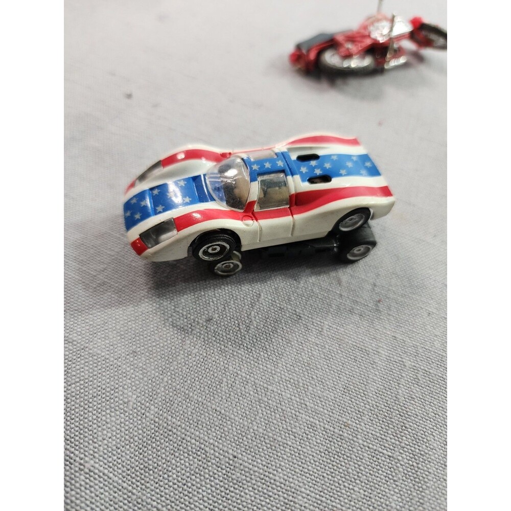 Aurora AFX Rocket Car Red White & Blue Stars & Stripes  HO Scale Slot Car Untest